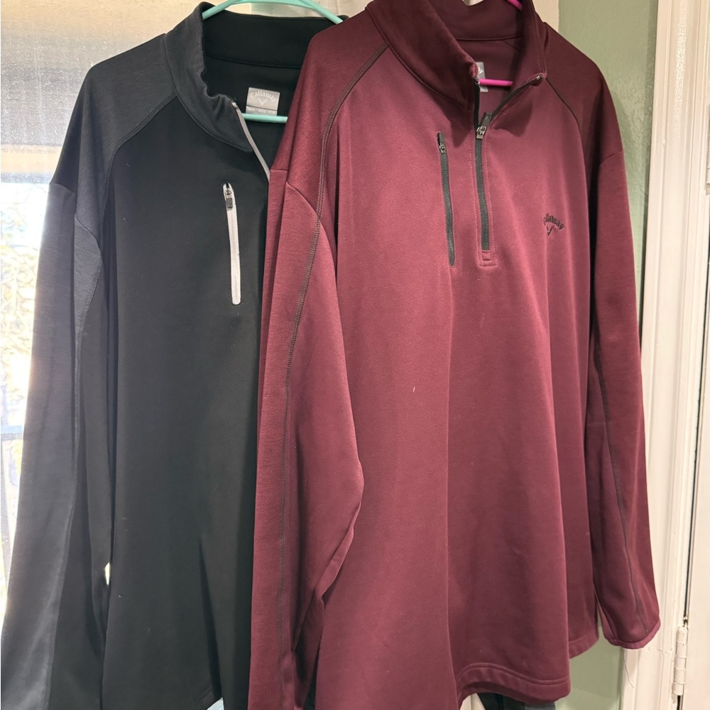 Bundle – 2 Callaway Quarter-Zip Pullovers | Burgundy & Black | Size 2X
